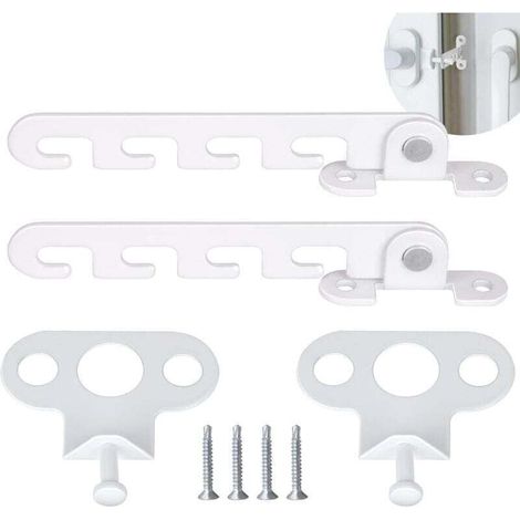 Ersandy 2-Piece Casement Window Restrictor, Window Stopper, Comes with 4 Screws, Weatherproof Window Lock for Adjusting Window Opening (White) (1/4)