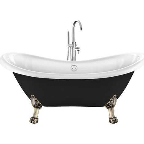 Vasca da bagno freestanding con piedini DARLINGTON Nera 175 cm Piedini di leone Bronzo
