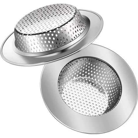 Lot de 2 crépines d'évier en acier inoxydable pour cuisine et salle de bain. (1/3)