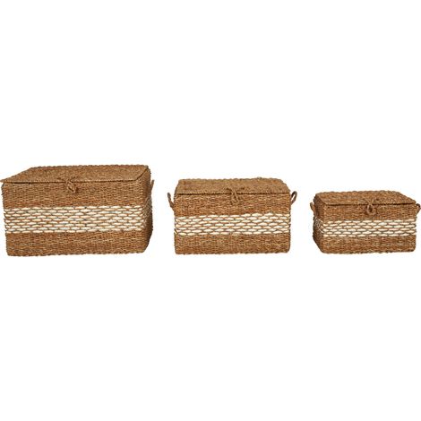 Premier Housewares Set of Three Seagrass Baskets with Lids (1/5)