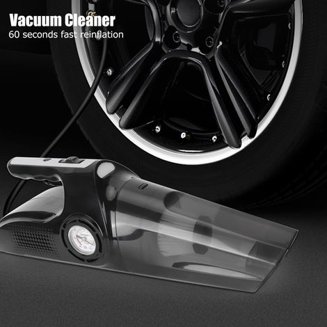 Aspiradora portátil para coche 4 en 1 de 120 W con boquilla - Mano - ABS, 38 cm, negra - Potencia de succión de 5000 mbar, LED, cargador de neumáticos - Aspiradora portátil para coche de 12 V. (1/5)