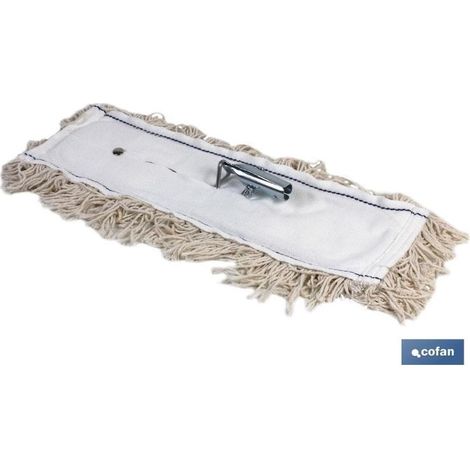 COFAN mopa plana limpiadora 45 cm. , Mopa Industrial plana de algodón con bastidor y acoples metálicos, ideal para la limpieza de pisos, con medidas de longitud desde 45 hasta 100 (1/2)