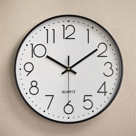 SHINING HOUSE Reloj de pared de 30 cm, reloj de pared de cuarzo, reloj silencioso sin ruido con números de gran tamaño, para sala de estar, dormitorio, oficina, cafetería, restaurante, estilo retro eu (1/5)