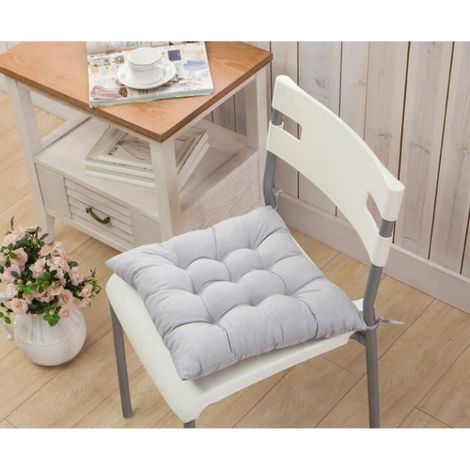 Coussin de chaise - Lot de 4 - 40x40 cm - 100% coton - Gris canon de fusil (1/4)