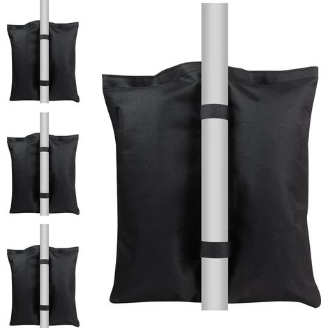 Paquet de 4 Sacs De Sable Poids, À Toute épreuve Poids de Sable Gazebo, Sacs de Poids de Sable pour Tente à Auvent Pop-up, Parasol de Patio, Parasol, Sac de Pieds Lestés pour Trampolines, Noir (1/5)