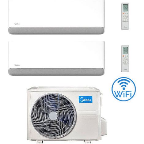 Klimaanlage Midea Breezeless-E Wifi R32 Dual Split 9000 + 12000 BTU mit E.U. M2OE-18HFN8-Q INVERTER Klasse A++/A+ (1/4)