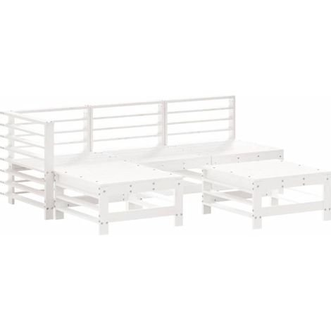 Set Salotto da Giardino 5 pz Bianco in Legno Massello di Pino (1/5)