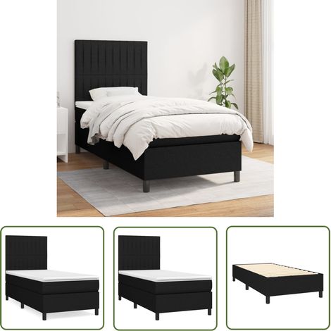 The Living Store Boxspringbett mit Matratze Schwarz 90x190 cm Stoff - Boxspringbett - Doppelbett - Schlafsystem - Bettrahmen - Matratze (1/5)