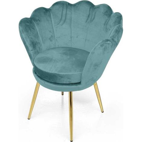 Poltrona in velluto blu/verde cm 58x67x79h