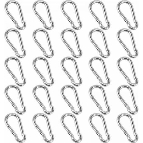 25 Karabiner, 40 x 4 mm kleine Karabiner, Schlüsselring-Karabiner für Rucksäcke, Hundeleinen, Camping, Angeln, Reisen (1/4)