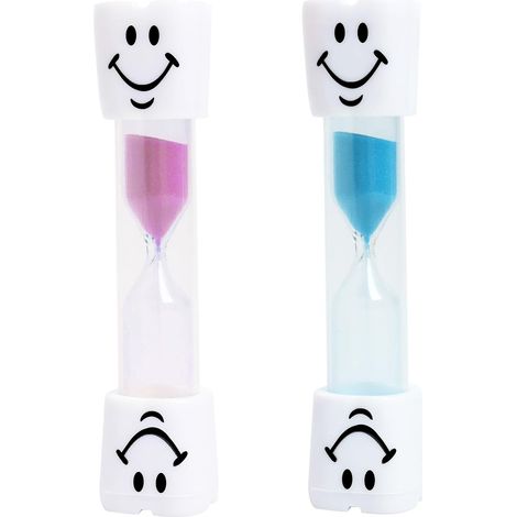 2 Stück 3-Minuten-Sanduhren mit Lächeln für Kinder - Multifunktionaler Timer zum Zähneputzen, Kochen, fürs Büro und für Spiele, ideal zum spielerischen Lernen über Zeit (2 Stück) (1/5)