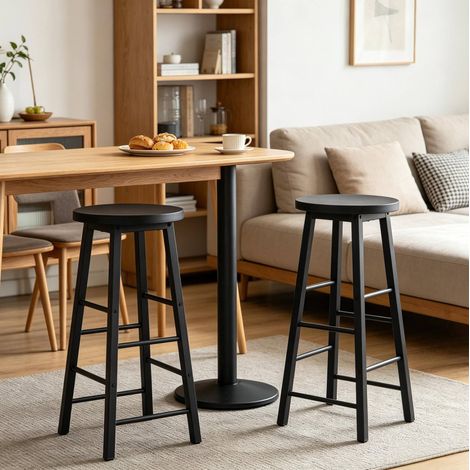 Set 2 sgabelli da bar stile bistrot in MDF e metallo con poggiapiedi 71 cm MODENUIT (1/4)