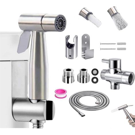 Stainless Steel Bidet Hand Shower Toilet Spray – Dual Mode Sprayer with Dual Switch Design, with 3-Way Valve (1/2"-3/8") for Personal Hygiene (1/5)