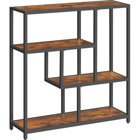 Bibliothèque, Étagère 4 Niveaux, Étagère Sur Pieds, 30 x 100 x 103 cm, Meuble de Rangement, pour Salon, Bureau, Chambre, Cuisine, Marron Rustique et Noir d'Encre (1/5)