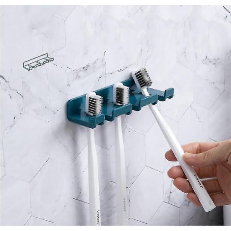 Crochets adhésifs muraux, crochets adhésifs pour salle de bain et cuisine sans perçage, porte-brosse à dents pour salle de bain (bleu)