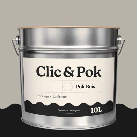 Peinture Bois Extérieur – POK BOIS - 10L - RAL 7044 - Gris soie- Résistante aux intempéries - Ne s'écaille pas