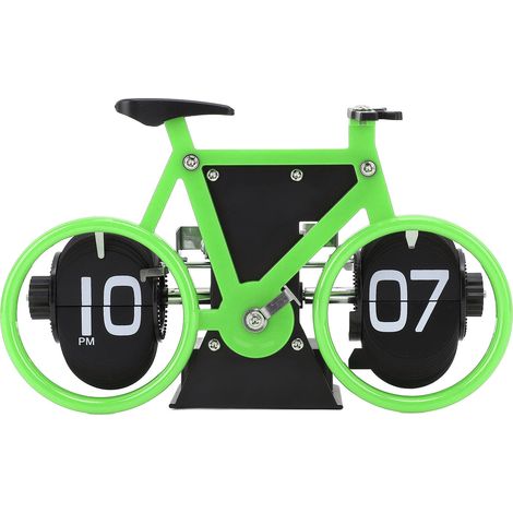 Horloge de bureau vintage à rabat en forme de vélo, rétro, mécanique, alimentée par batterie, minuterie, table de rappel pour le bureau et la maison, vert (1/5)