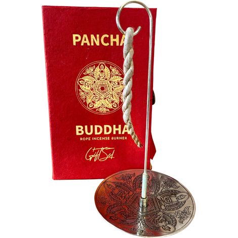 Ensemble d'encens en corde et support plaqué argent - Pancha Bouddha- Vendu par 1 (1/4)