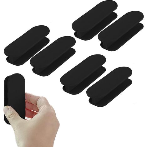 Poignées de meubles en plastique, jeu de 6 poignées autocollantes, poignées de porte de balcon, facile à appliquer, poignées de porte autocollantes, poignées de porte de balcon, pour extérieur, noir (1/5)