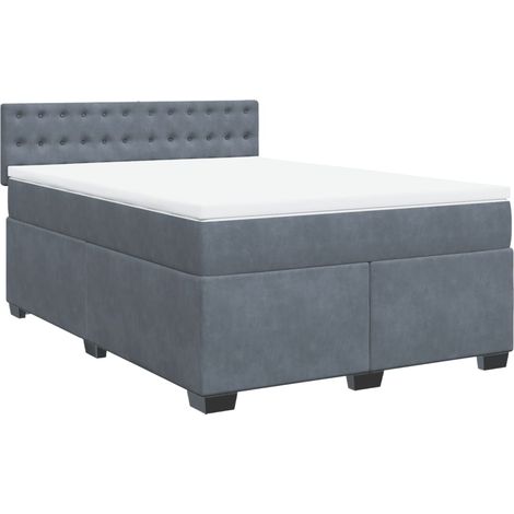 Maison Exclusive - Sommier à lattes de lit et matelas Gris foncé 140x200cm Velours (1/5)