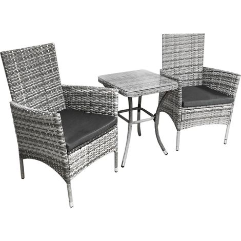 Jardí Rattan Bistro Set Light Grey (1/5)