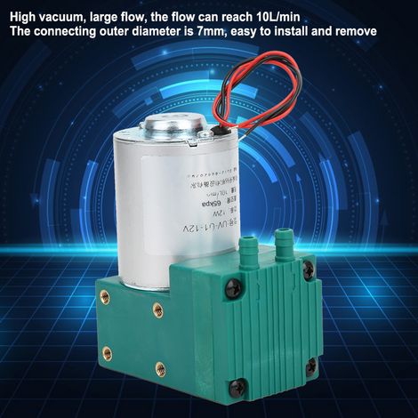 Mini pompe à vide, débit élevé, faible niveau sonore, pression de ‑65‑150 kPa, puissance de 12 W, débit de 10 L/min, alimentation 12 V CC/24 V CC/220 V CA. (1/3)