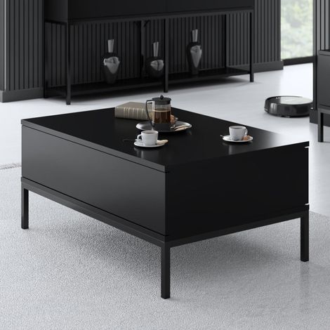 Rechteckig Couchtisch Black Lord 90x60 - Schwarzer Rahmen