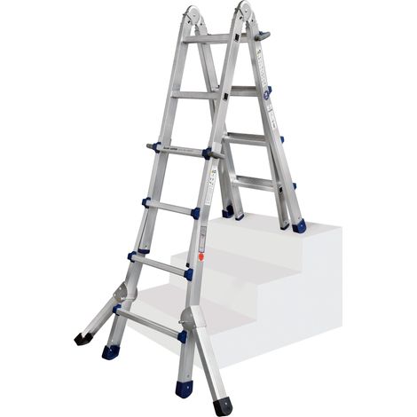 Iller Teleskopleiter Eurostars mit Dreieckauslegern 4x6 Sprossen (1/2)