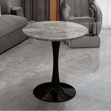 Table basse 77.5x77.5x15.5 cm noir et gris en marbre artificiel au design moderne minimaliste (1/5)