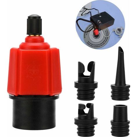 RHG Convertisseur Gonflable de Pompe d’Adaptateur, 4 Normes pièce jointe conventionnelle de Valve d’air pour Bateau Gonflable, Stand up Paddle Board, lit Gonflable, etc (1/5)