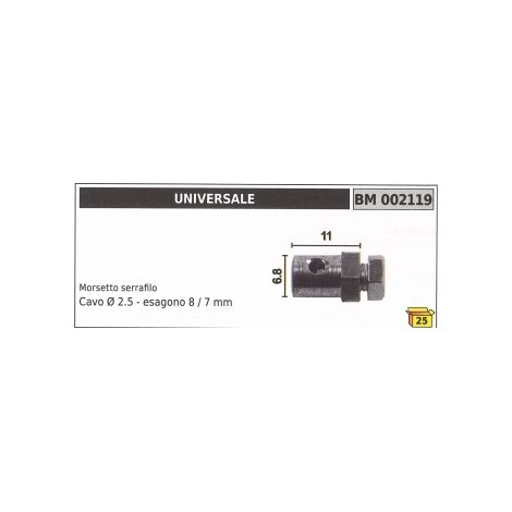 Abrazadera de cable UNIVERSAL cable Ø  2,5 mm hexagonal 8 / 7 mm código 002119