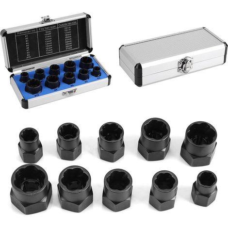 Kit d'extracteur de Boulon,pour Aider à enlever Les écrous, Boulons, Têtes de Vis, Goujons etc,Convient aux Têtes de Tailles 9, 10, 11, 12, 13, 14, 15, 16, 17 19 mm (1/5)