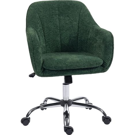 HOMCOM Modern Velvet Office Desk Chair for Bedroom, Living Room, Dark Green (1/5)