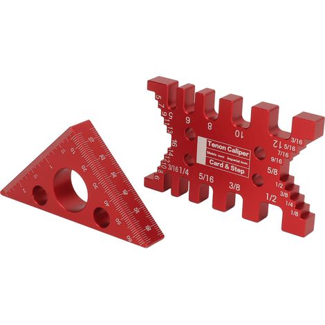 Kit de mesure pour menuisier avec jauge triangulaire et pied à coulisse à tenon, bloc de mesure pour table de sciage et défonceuse (1/5)