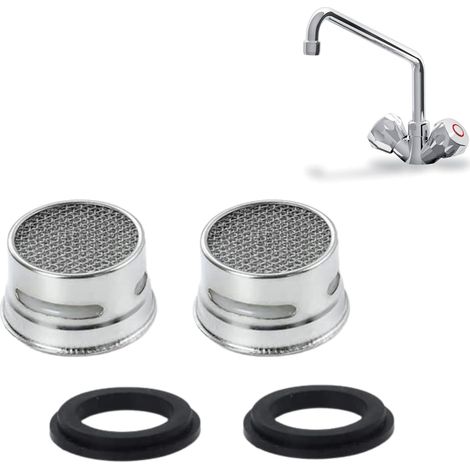 Lot de 2 Mousseurs de Robinet avec Joint d'étanchéité – Aérateurs économiseurs d'Eau – Filtre Anti-éclaboussures – Installation Clip Facile + 2 Pièces avec Bagues d'Etanchéité (1/5)