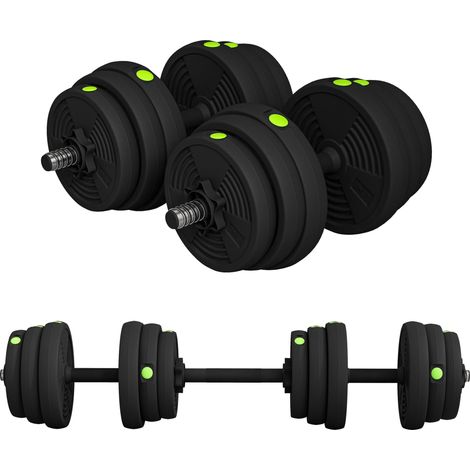Haltères réglables 2 en 1 de 25 kg avec barres de connexion et poignées antidérapantes pour salle de sport à domicile, noires (1/5)