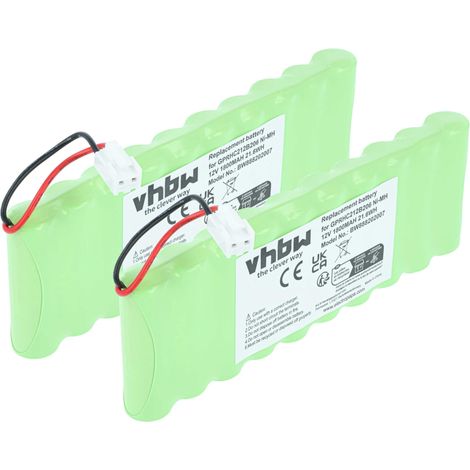 vhbw 2x Batterie compatible avec Roto SF G4, SF G3, WDT-S, SF G2, RT2 motorisation de volet, porte, portail (1800mAh, 12V, NiMH)