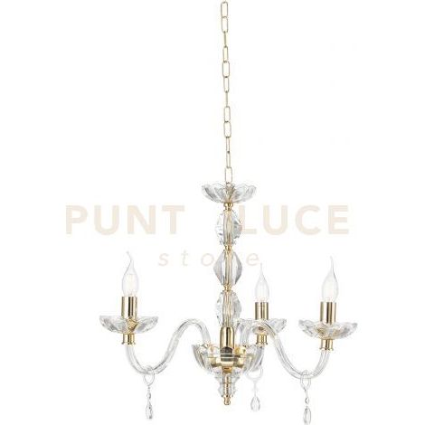 LAMPADARIO BRIGIDA 3 LUCI CRISTALLO E ORO ATTACCO E14 D.70CM