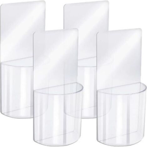4 Pièces Support Télécommande Mural, Organisateur Multimédia Acrylique Support Mural, Transparent Sans Boîte de Rangement de Perçage, pour Chambre à Coucher, Table de Chevet