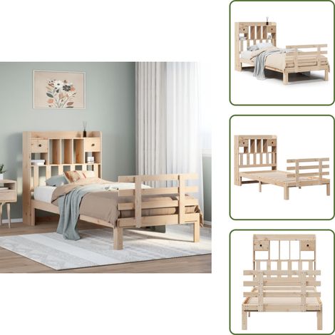 Letto con pediera - vidaXL Letto Libreria senza Materasso 90x200 cm Legno Massello Pino - Letto in legno massello