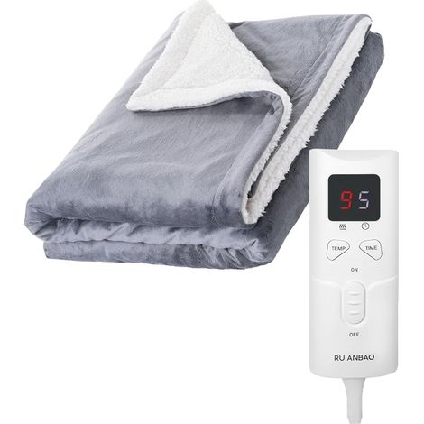 Couverture Électrique, 9 Niveaux de Chaleur, Minuteur de 5 Heures, gris, XXXL (1/2)