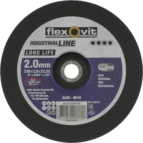 Meule à tronçonner INOX LONG LIFE - Ø 230 mm - Épaisseur 2 mm - FLEXOVIT