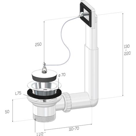 SCELTO DA DESIVERO PILETTA  GATTINARA PER LAVELLO INOX C/TROPPO PIENO  1"1/2 codice prod: DSV20682