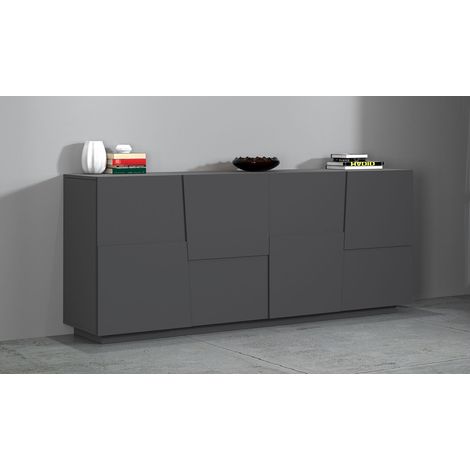 Credenza 4 Ante 200x44x86 cm Pongo 4A Grigio Antracite Opaco (1/5)