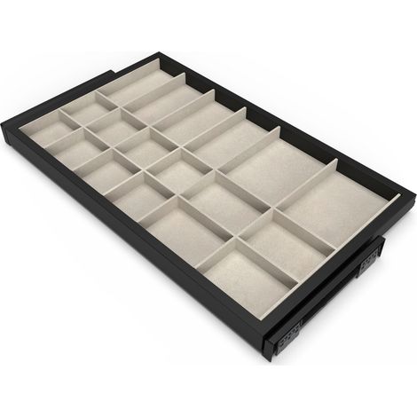Emuca Set aus Organiser Schubladen-Set und Soft-Close-Rahmen für Kleiderschränke, verstellbar, Modul 800mm, Struktur Schwarz und Steingrau (1/5)