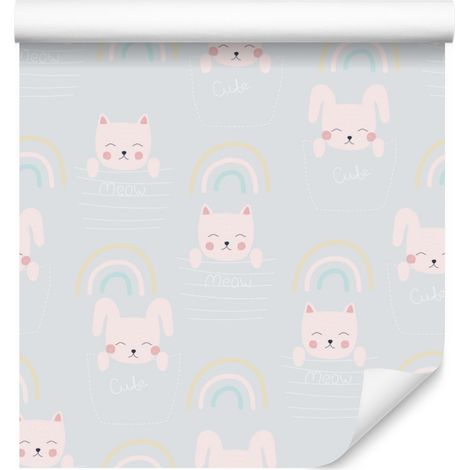 Papier peint Chats et arcs-en-ciel pour salon et chambre 50x1000 cm (1/5)