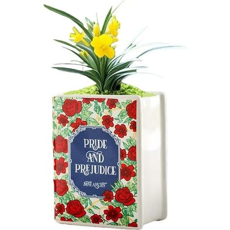 Pequeño jarrón decorativo en forma de libro, jarrón de flores de libro de misterio de crecimiento,jarrones de cerámica para decoración del hogar (1/5)