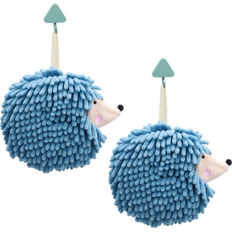 2serviette de toilette en forme de boule moelleuse -Conception de hérisson-bleu (1/5)