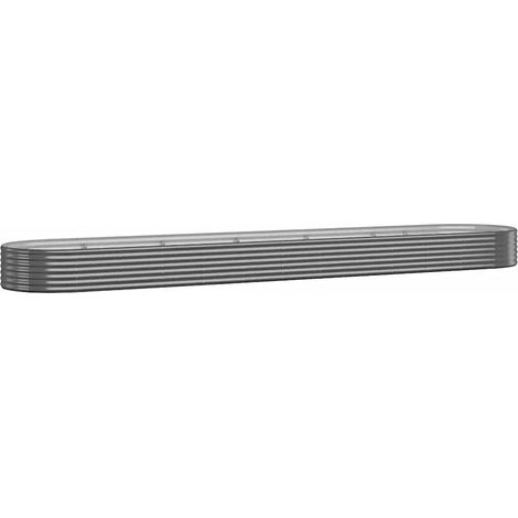 Lit surélevé de jardin ovale 507 x 100 x 36 cm résistant aux intempéries style contemporain en acier galvanisé anthracite (1/5)