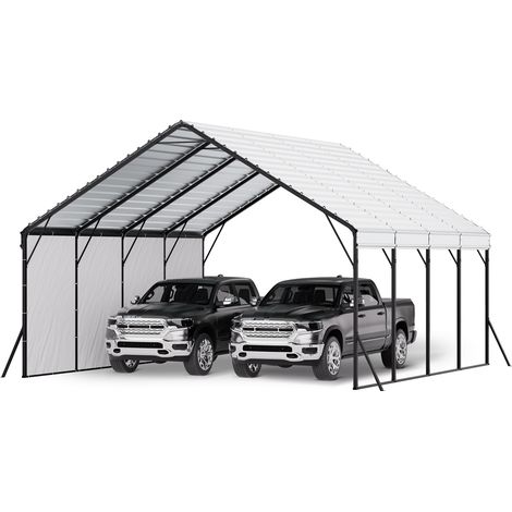 VEVOR Tendone per Posto Auto in Metallo 5,8 x 6 m, Coperto Grande per Veicoli Garage da Esterno con Struttura in Acciaio, Tenda Posto Auto Pareti Laterali Rimovibili, Tettoia per Auto Barche Camion